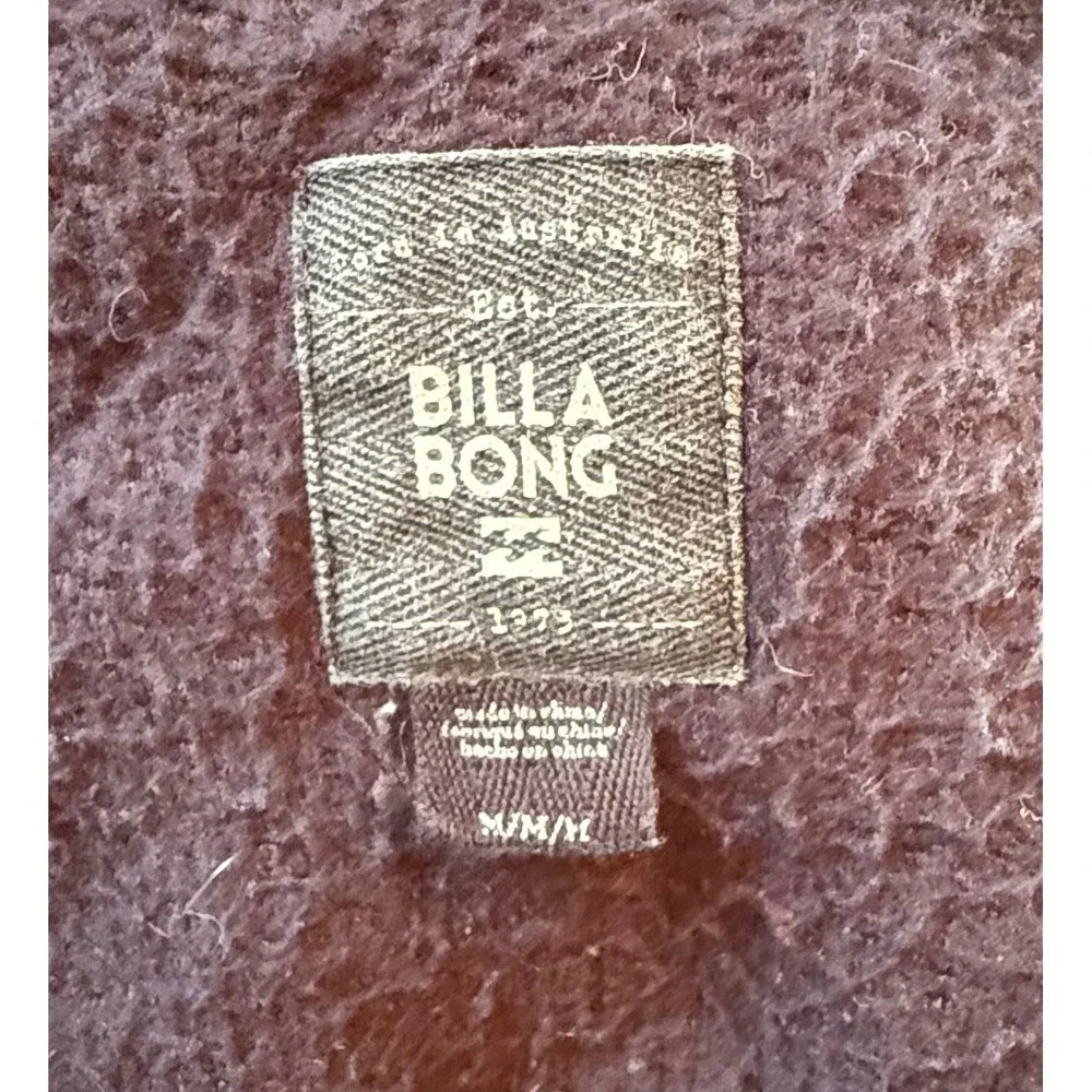 Billabong Sherpa Fleece Hooded Vest Full Zip Pockets Logo Patch Size M‎